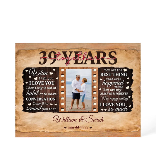 39th Year Wedding Anniversary Gift - Personalized Acrylic Block - 39th Anniversary, When I Tell You I Love You Anniversary Gift - Personalize Memories
