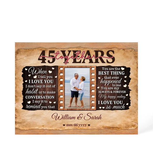 45th Year Wedding Anniversary Gift - Personalized Acrylic Block - 45th Anniversary, When I Tell You I Love You Anniversary Gift - Personalize Memories