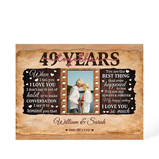 49th Year Wedding Anniversary Gift - Personalized Acrylic Block - 49th Anniversary, When I Tell You I Love You Anniversary Gift - Personalize Memories