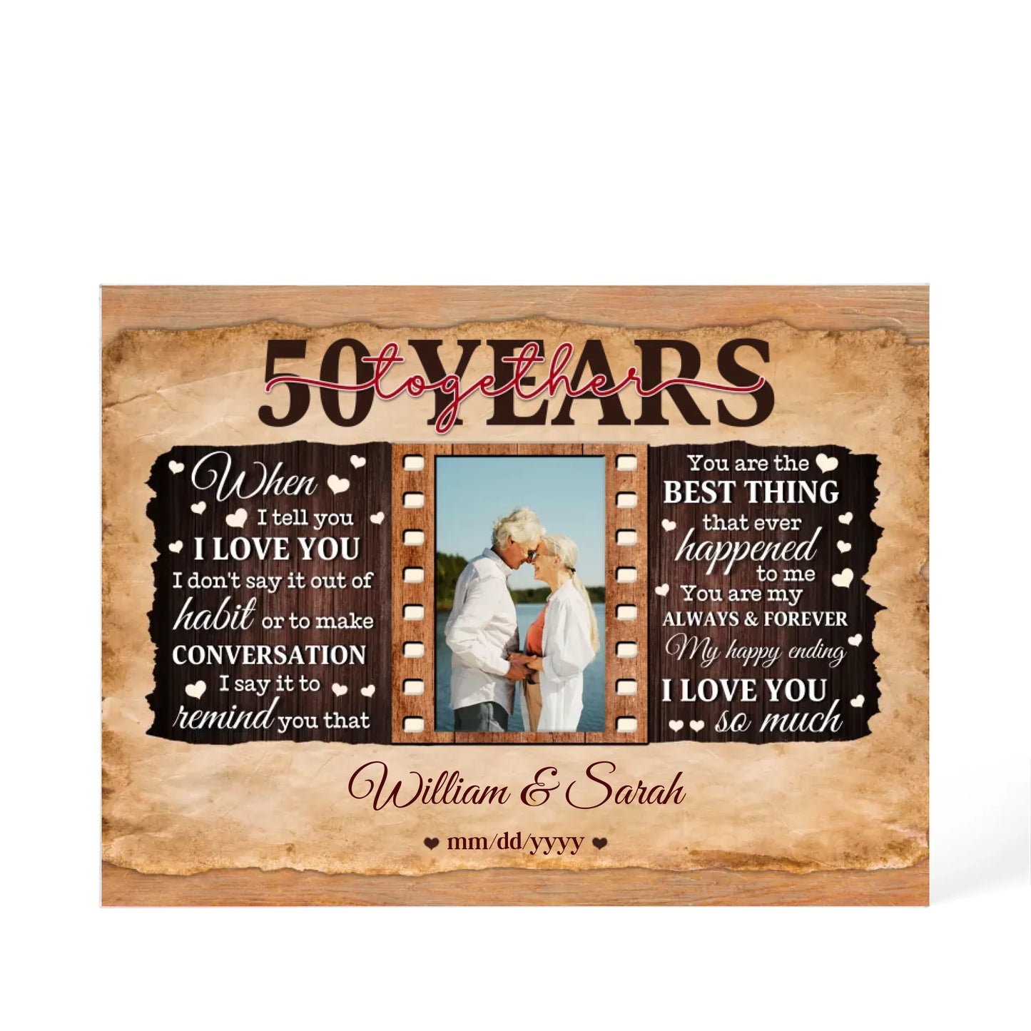 50th Year Wedding Anniversary Gift - Personalized Acrylic Block - 50th Anniversary, When I Tell You I Love You Anniversary Gift - Personalize Memories