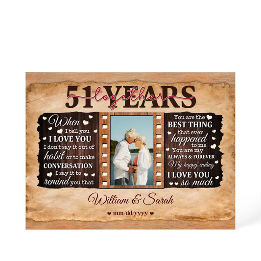 51st Year Wedding Anniversary Gift - Personalized Acrylic Block - 51st Anniversary, When I Tell You I Love You Anniversary Gift - Personalize Memories