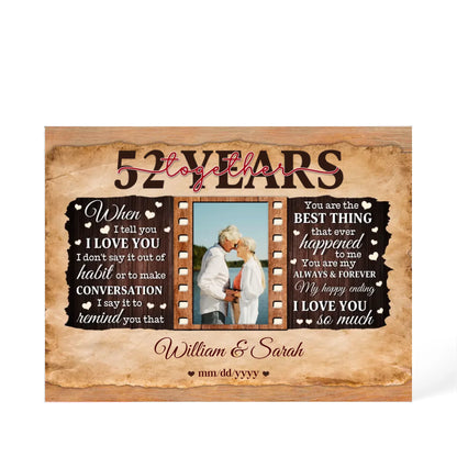 52nd Year Wedding Anniversary Gift - Personalized Acrylic Block - 52nd Anniversary, When I Tell You I Love You Anniversary Gift - Personalize Memories
