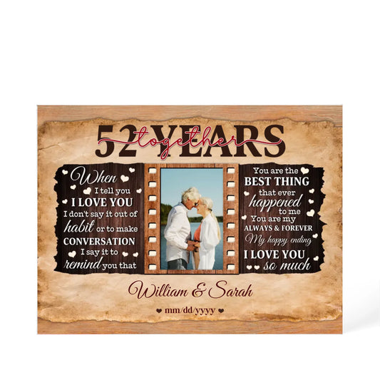52nd Year Wedding Anniversary Gift - Personalized Acrylic Block - 52nd Anniversary, When I Tell You I Love You Anniversary Gift - Personalize Memories