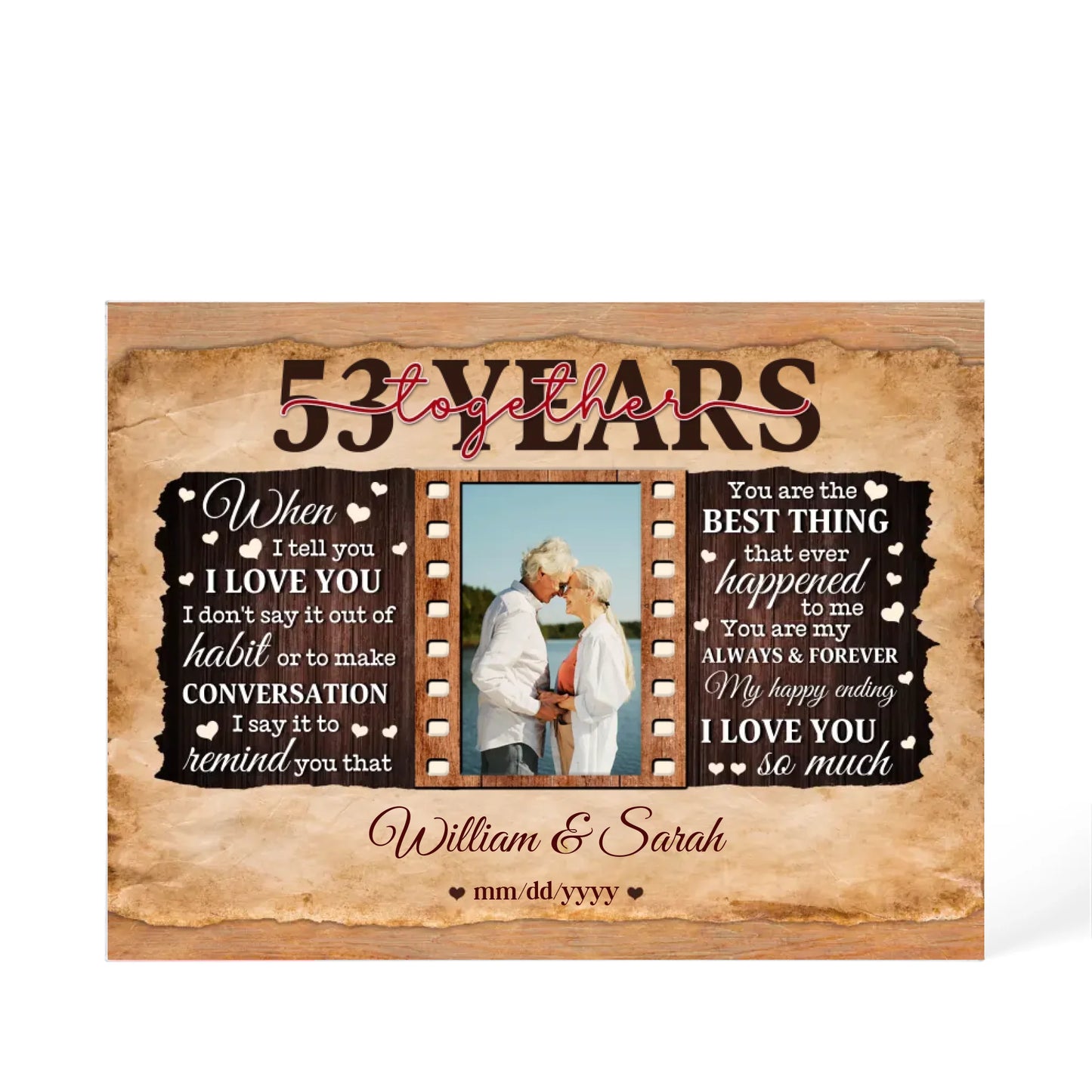 53rd Year Wedding Anniversary Gift - Personalized Acrylic Block - 53rd Anniversary, When I Tell You I Love You Anniversary Gift - Personalize Memories