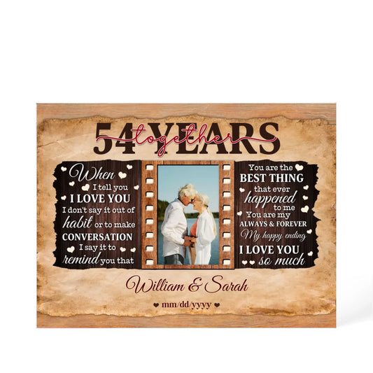54th Year Wedding Anniversary Gift - Personalized Acrylic Block - 54th Anniversary, When I Tell You I Love You Anniversary Gift - Personalize Memories