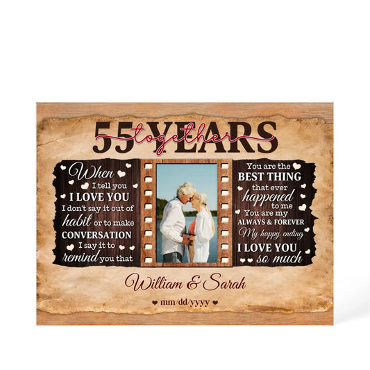 55th Year Wedding Anniversary Gift - Personalized Acrylic Block - 55th Anniversary, When I Tell You I Love You Anniversary Gift - Personalize Memories