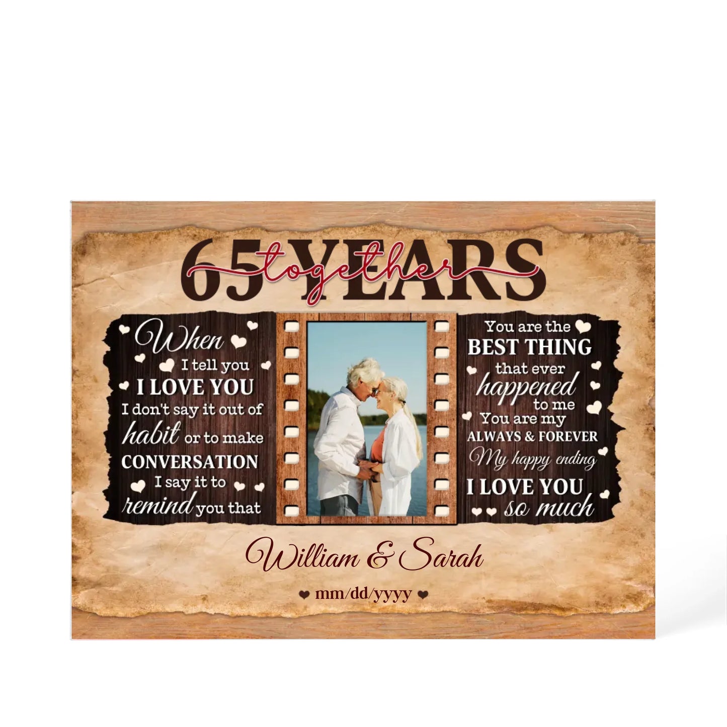 65th Year Wedding Anniversary Gift - Personalized Acrylic Block - 65th Anniversary, When I Tell You I Love You Anniversary Gift - Personalize Memories