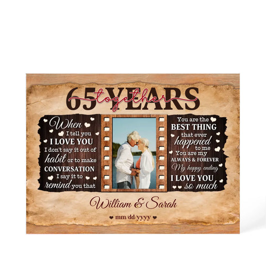 65th Year Wedding Anniversary Gift - Personalized Acrylic Block - 65th Anniversary, When I Tell You I Love You Anniversary Gift - Personalize Memories