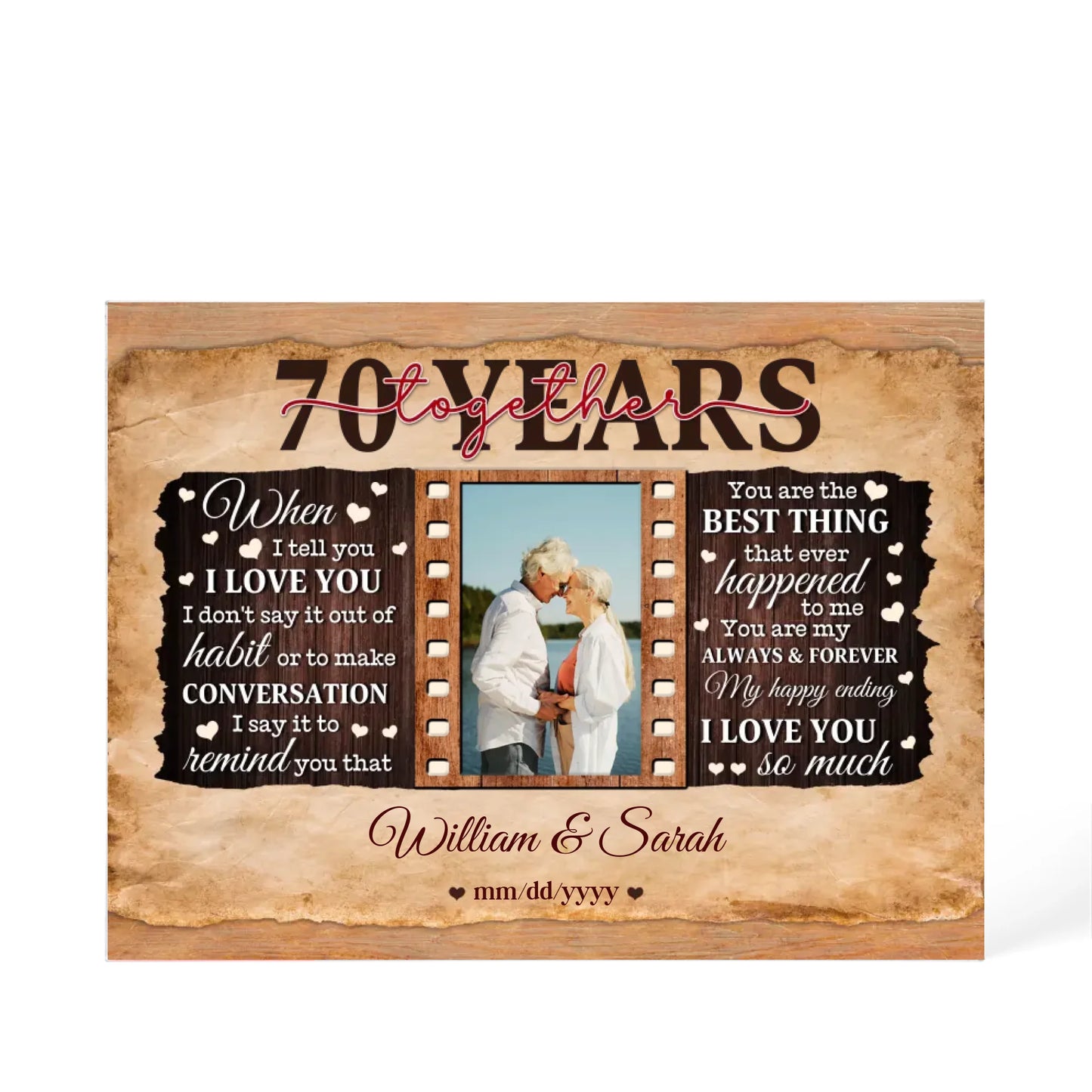 70th Year Wedding Anniversary Gift - Personalized Acrylic Block - 70th Anniversary, When I Tell You I Love You Anniversary Gift - Personalize Memories