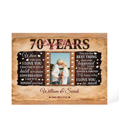 70th Year Wedding Anniversary Gift - Personalized Acrylic Block - 70th Anniversary, When I Tell You I Love You Anniversary Gift - Personalize Memories