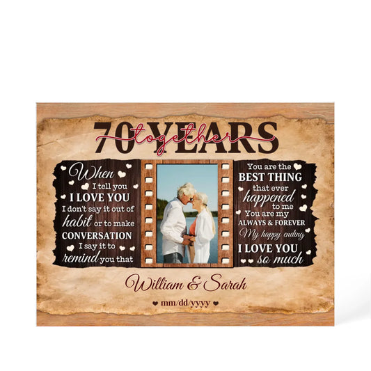 70th Year Wedding Anniversary Gift - Personalized Acrylic Block - 70th Anniversary, When I Tell You I Love You Anniversary Gift - Personalize Memories