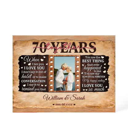 70th Year Wedding Anniversary Gift - Personalized Acrylic Block - 70th Anniversary, When I Tell You I Love You Anniversary Gift - Personalize Memories