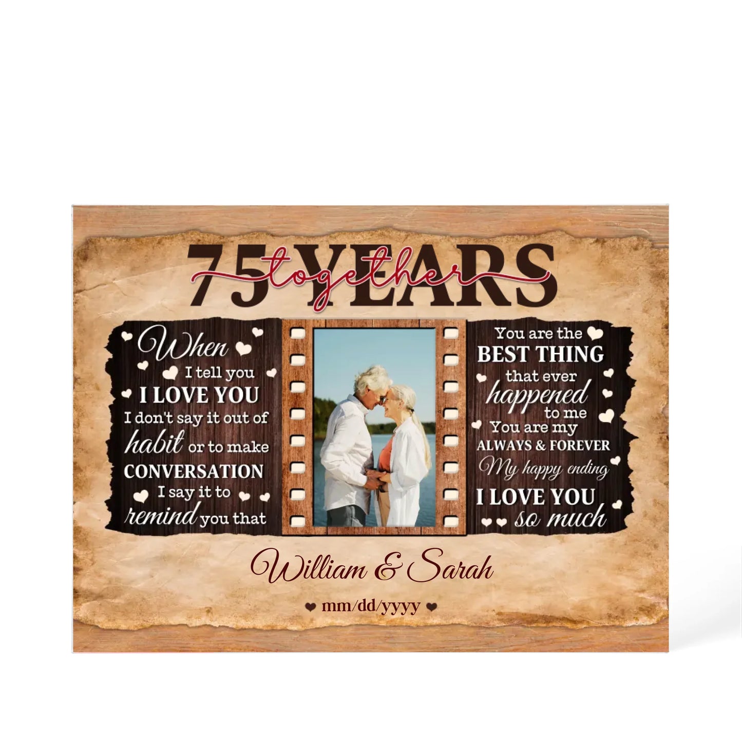75th Year Wedding Anniversary Gift - Personalized Acrylic Block - 75th Anniversary, When I Tell You I Love You Anniversary Gift - Personalize Memories