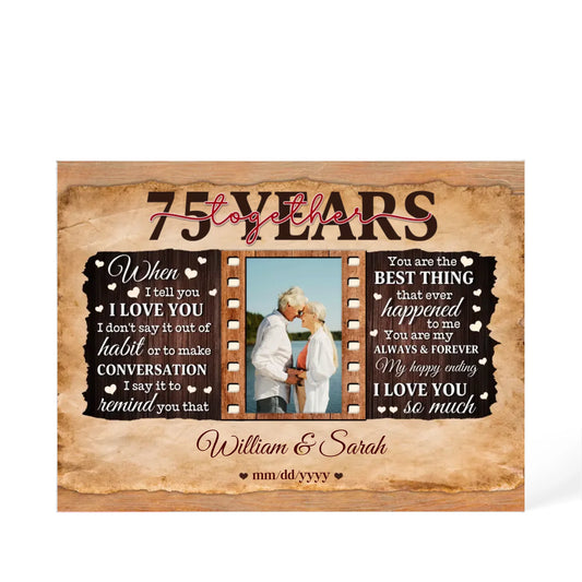 75th Year Wedding Anniversary Gift - Personalized Acrylic Block - 75th Anniversary, When I Tell You I Love You Anniversary Gift - Personalize Memories