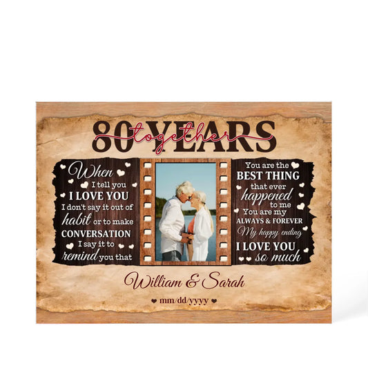 80th Year Wedding Anniversary Gift - Personalized Acrylic Block - 80th Anniversary, When I Tell You I Love You Anniversary Gift - Personalize Memories