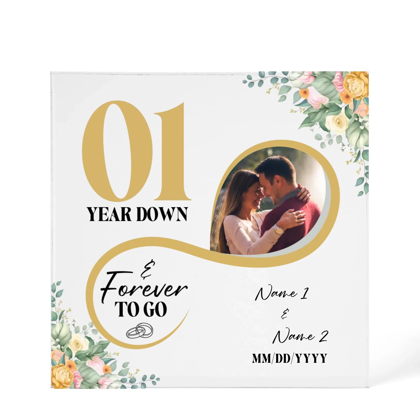 Personalized Acrylic Block, Custom Photo, Happy Wedding Anniversary Gifts, Marriage Gifts, 1 Year Married Gift Wife Husband Present - Personalize Memories