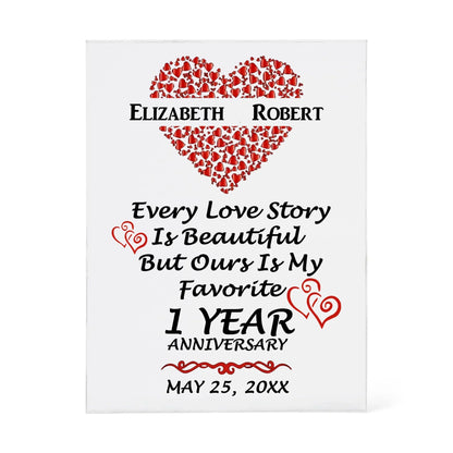 Personalized 1st Anniversary Acrylic Block, Gifts For Couples, 1st Anniversary Gifts For Husband And Wife, Heart Frame 1 Year Of Marriage - Personalize Memories