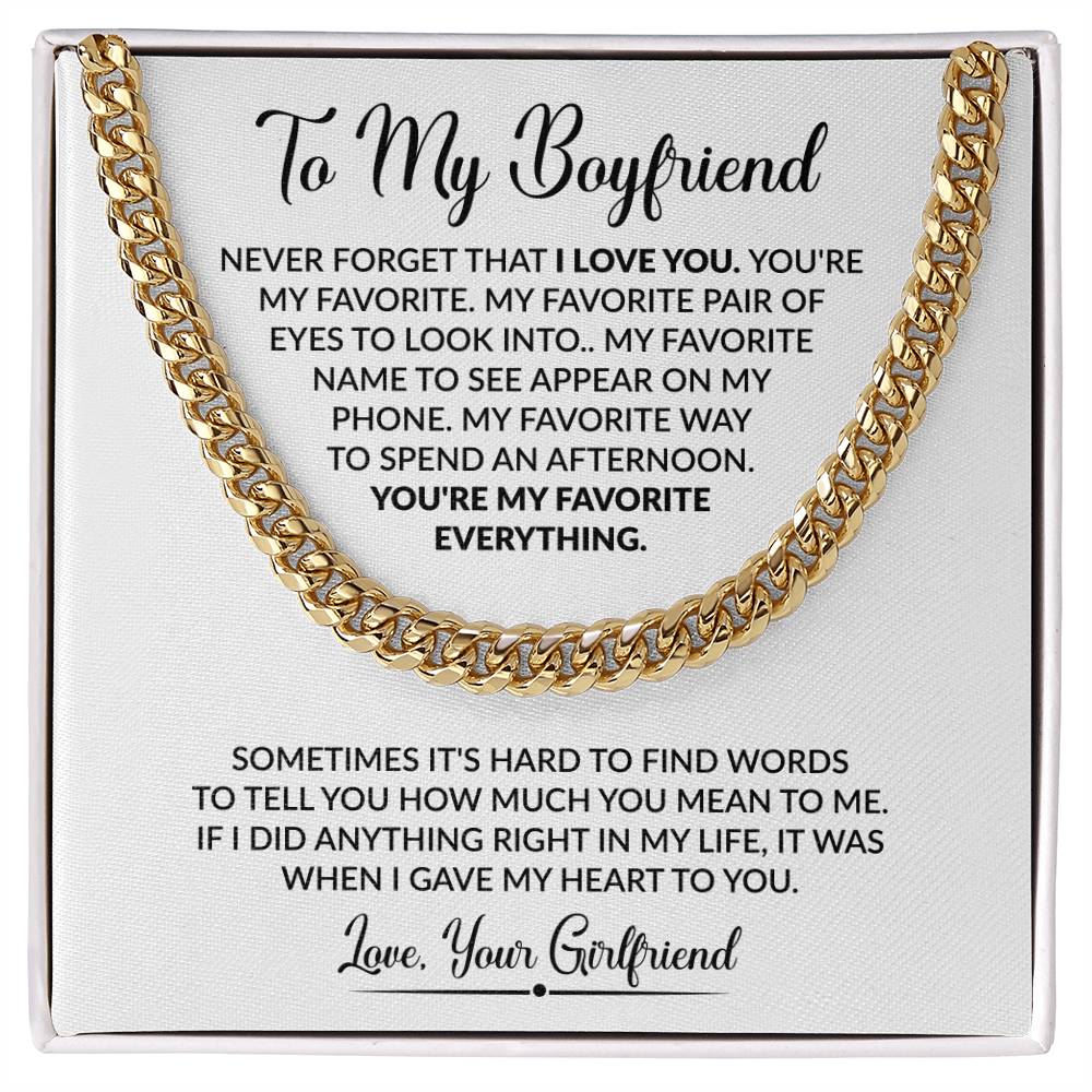 Gift for Boyfriend from Girlfriend - Sometimes It's Hard To Find Words To Tell You - Cuban Link Chain - Personalize Memories