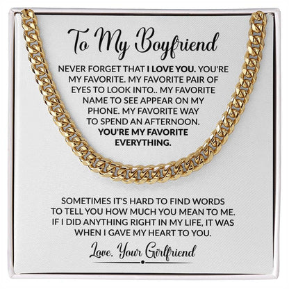 Gift for Boyfriend from Girlfriend - Sometimes It's Hard To Find Words To Tell You - Cuban Link Chain - Personalize Memories