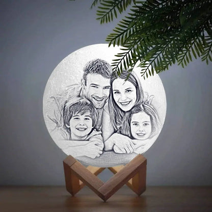 Custom Moon Lamp with Photo - 3D Printed Personalized Lunar Night Light | Gift for Couples & Family - Personalize Memories