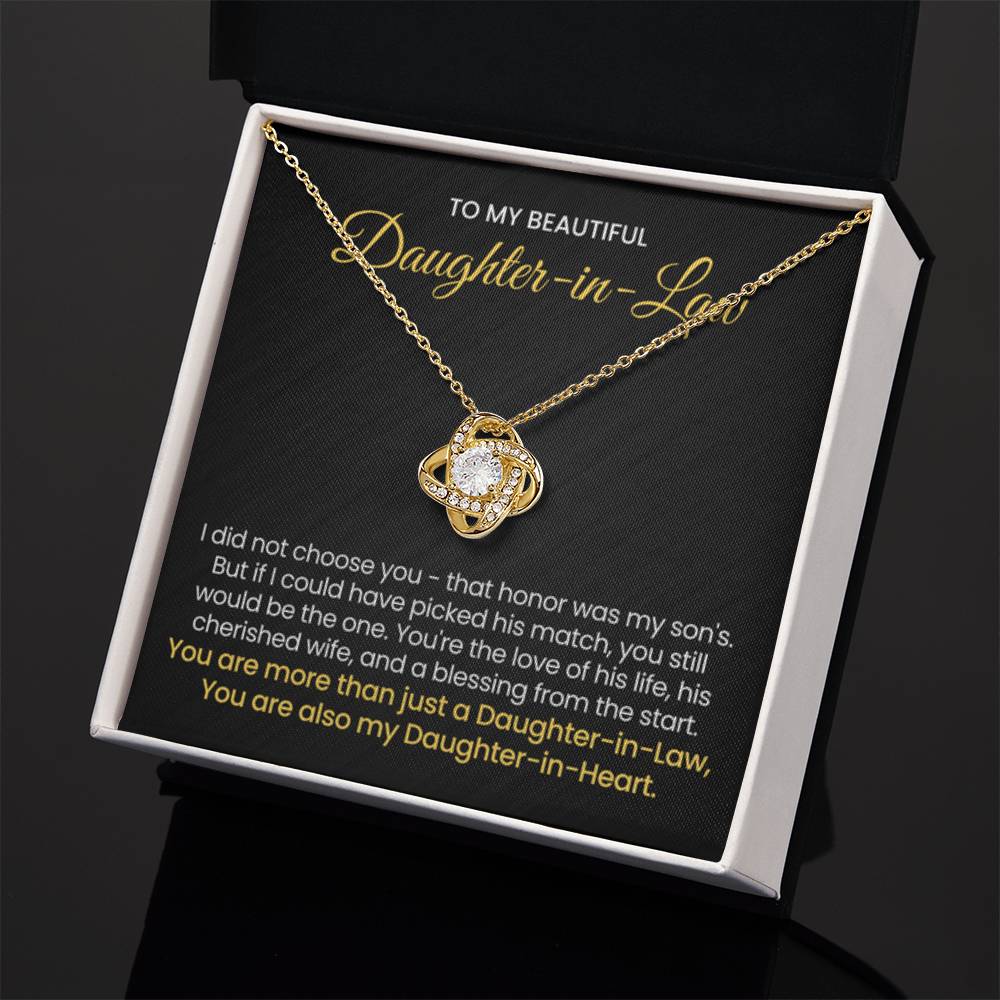 To My Daughter In Law - You are also my Daughter in heart - Love Knot Necklace - Personalize Memories