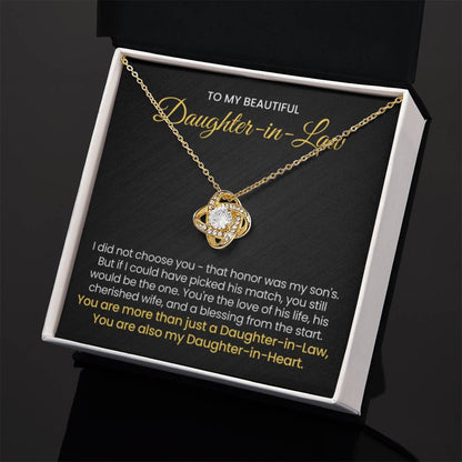 To My Daughter In Law - You are also my Daughter in heart - Love Knot Necklace - Personalize Memories