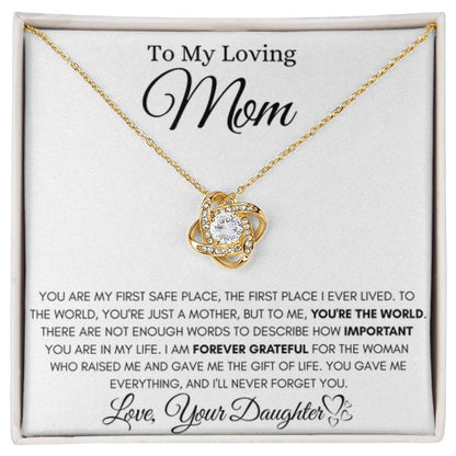To My Loving Mom - You're the world - Love Knot Necklace - Unique Gift for Mom - Personalize Memories