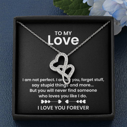 To My Love - I am not perfect - Heart-to-heart Pendant Necklace - Personalize Memories