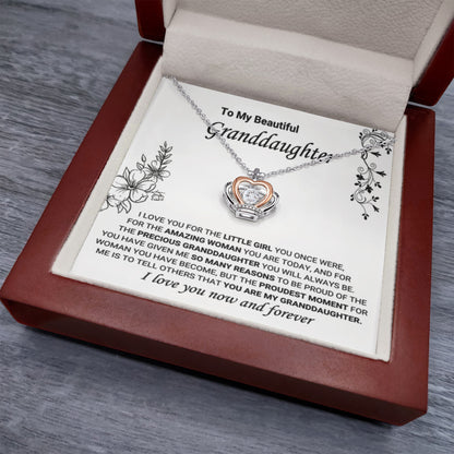 To My Granddaughter Necklace – Graduation & Birthday Jewelry Gift for Granddaughter – Crown Pendant Necklace - Personalize Memories
