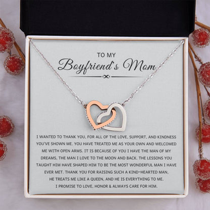 To My Boyfriend's Mom - I wanted to thank you - Interlocking Hearts Necklace - Best Gift for Boyfriend's Mom - Personalize Memories