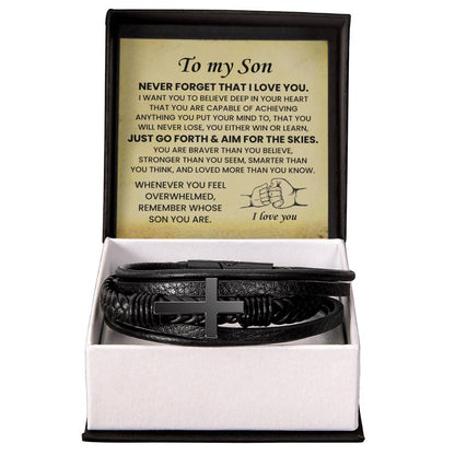 To My Son Bracelet – Birthday, Graduation, Christmas Gift – Men’s Cross Bracelet - Personalize Memories
