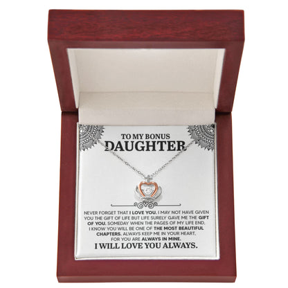 To My Bonus Daughter Necklace – Top Gift for Daughter Birthday Graduation – Crown Pendant Necklace - Personalize Memories