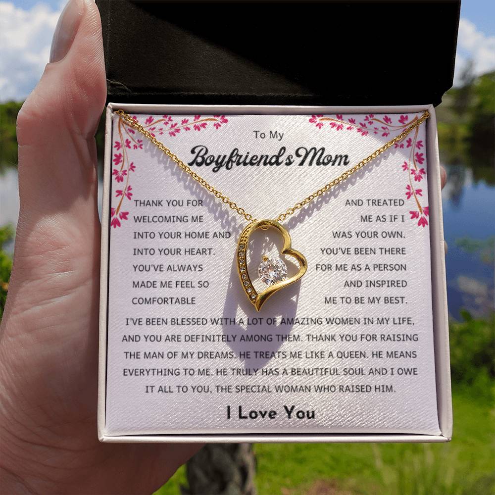 To My Boyfriend's Mom - Thank you welcoming me into your home - Forever Love Necklace - Unique Bf Mom Present - Personalize Memories