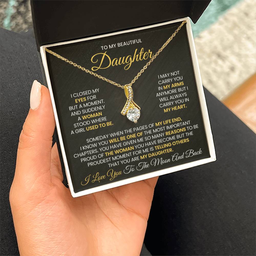 To My Daughter - I love you to the moon and back - Alluring Beauty Necklace Gift for Daughter - Personalize Memories