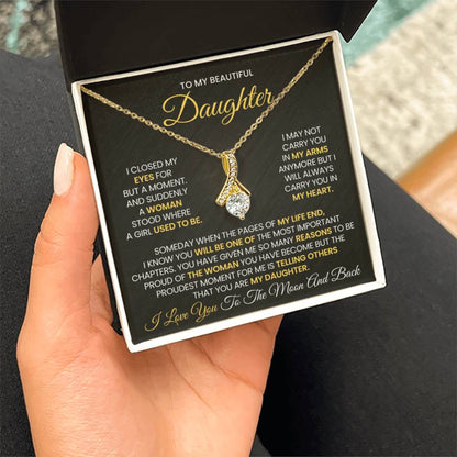 To My Daughter - I love you to the moon and back - Alluring Beauty Necklace Gift for Daughter - Personalize Memories