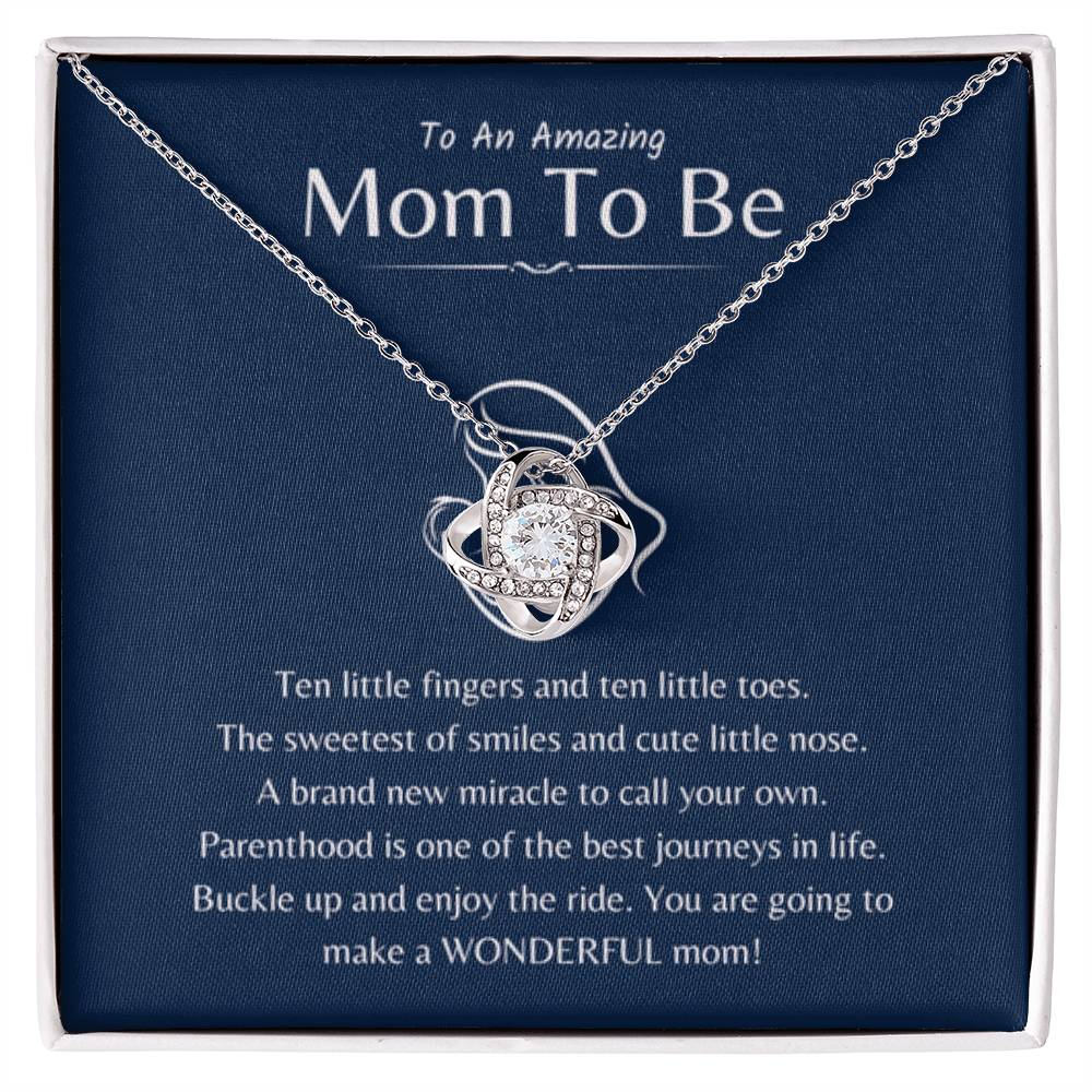 To An Amazing Mama To Be - Ten little fingers and ten little toes - Love Knot Necklace - New Mom Gift - Personalize Memories