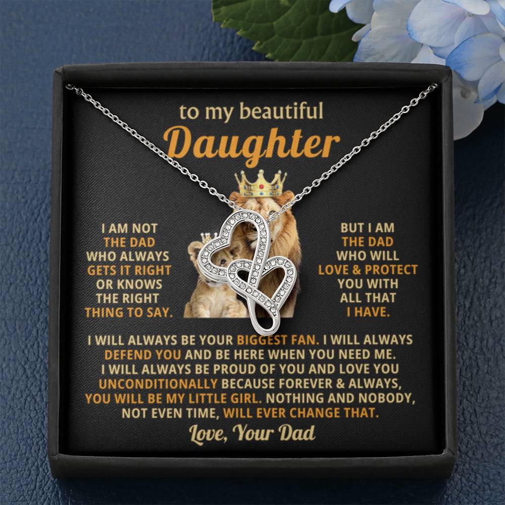 To My Daughter Necklace - Sentimental Surprise Gift from Dad - Heart-to-heart Pendant Necklace - Personalize Memories
