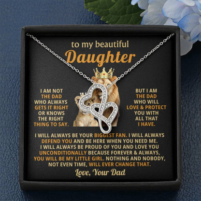 To My Daughter Necklace - Sentimental Surprise Gift from Dad - Heart-to-heart Pendant Necklace - Personalize Memories