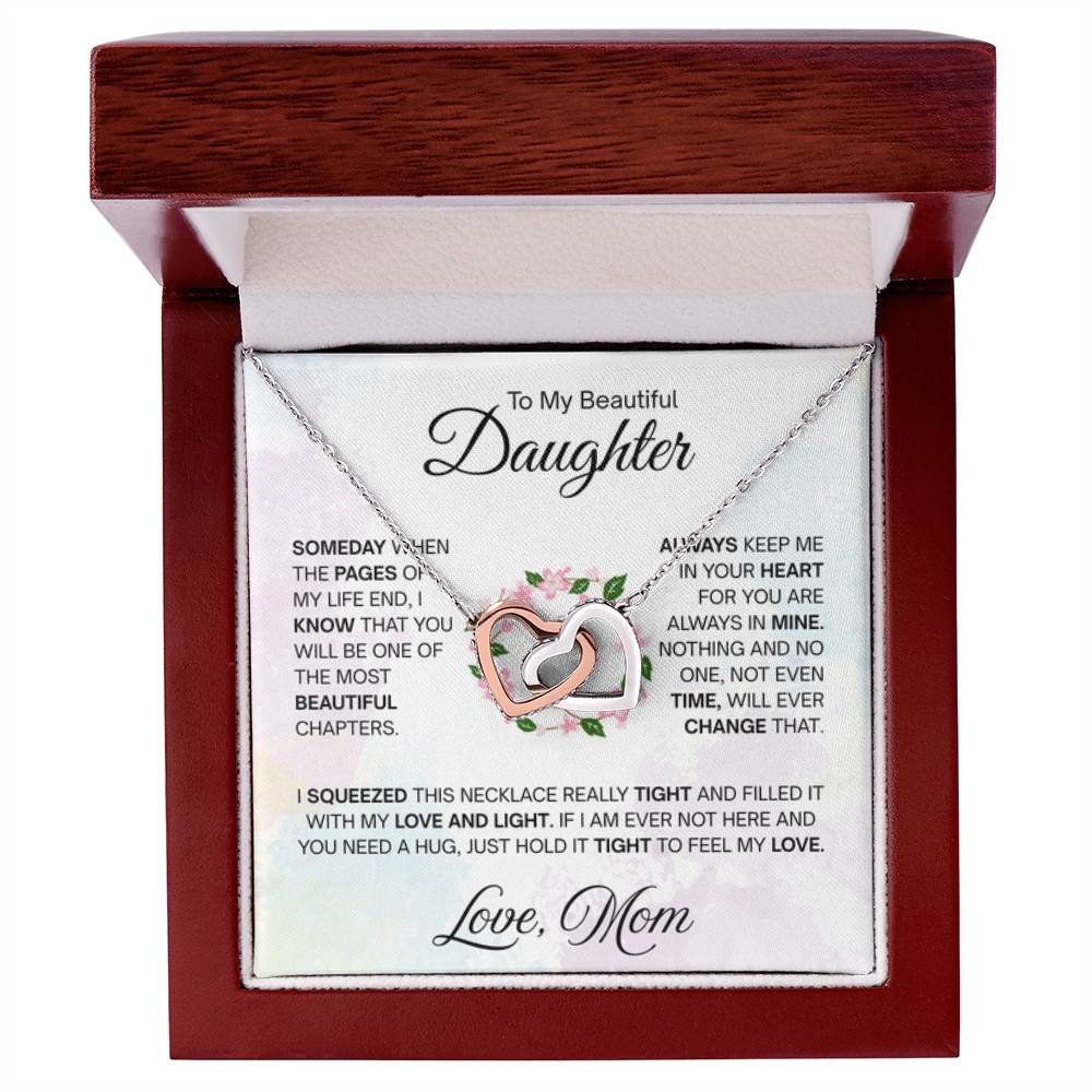 To My Daughter Necklace – Gift for Daughter’s Birthday and Graduation – Interlocking Hearts Necklace - Personalize Memories