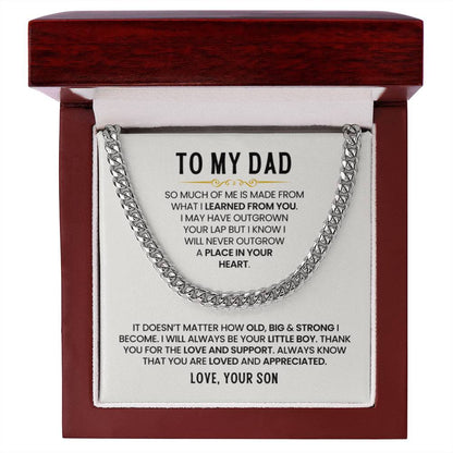 Gift for Dad from Son - I Will Always Be Your Little Boy - Cuban Link Chain - Personalize Memories