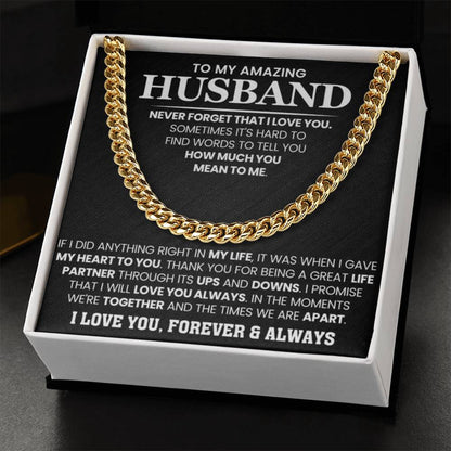 To My Amazing Husband – Birthday & Anniversary Cuban Link Chain - Personalize Memories