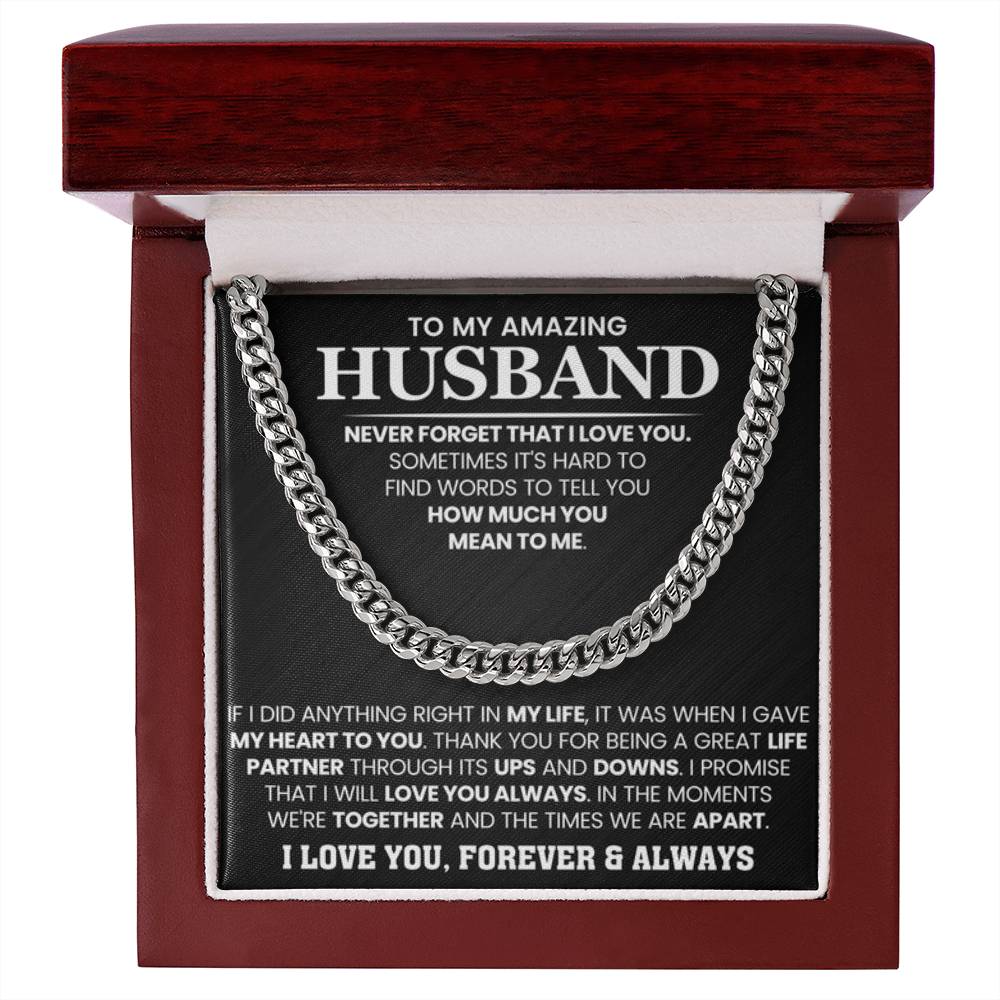 To My Amazing Husband – Birthday & Anniversary Cuban Link Chain - Personalize Memories