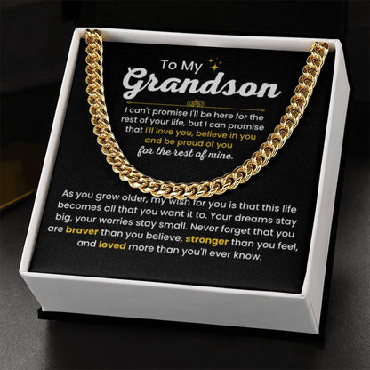 To My Grandson - I Believe in you - Chain Link Chain from Grandparents - Personalize Memories