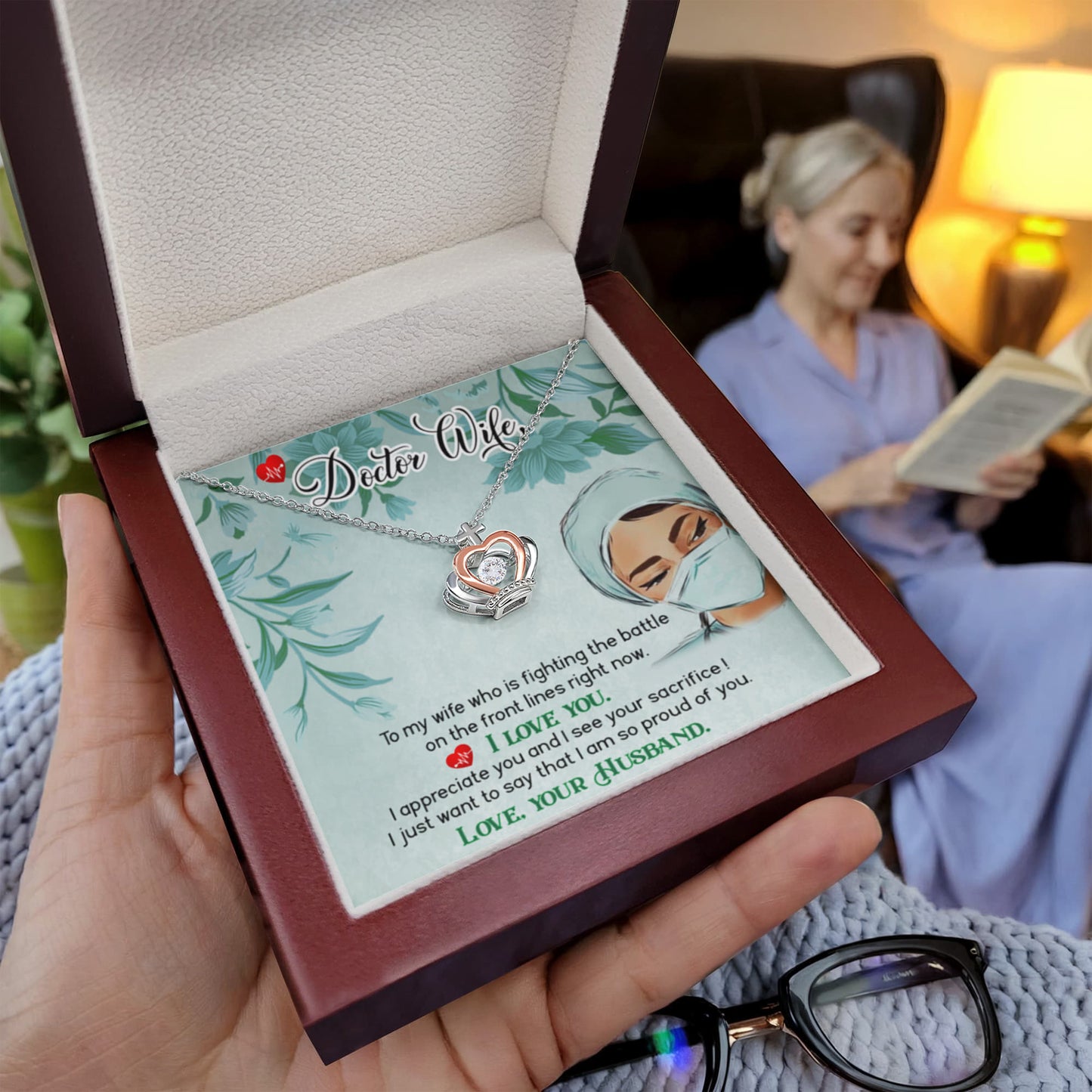 Sentimental Gift for Doctor Wife - Emotional Husband-to-Wife Jewelry for Birthday, Christmas & Valentine’s Day - Crown Pendant Necklace - Personalize Memories