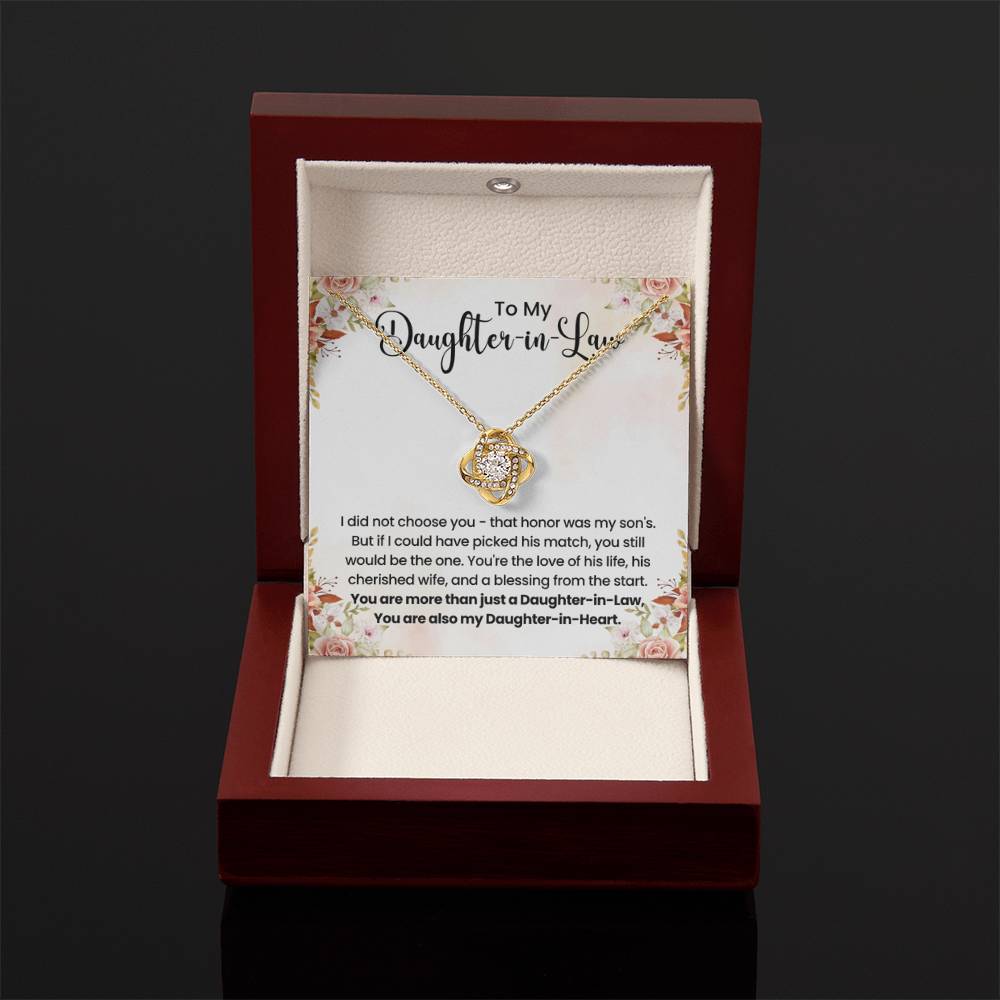 To My Beautiful Daughter In Law - Love Knot Necklace - Gift for Bonus Daughter - Personalize Memories