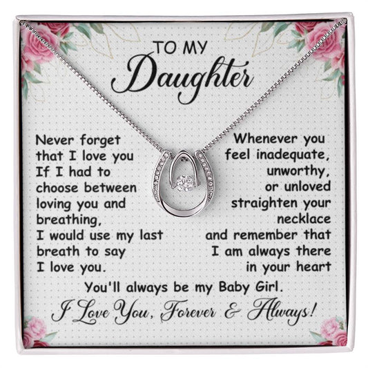 To My Daughter Necklace – Daughter Necklace for Graduation & Birthday Events – Lucky In Love Necklace - Personalize Memories