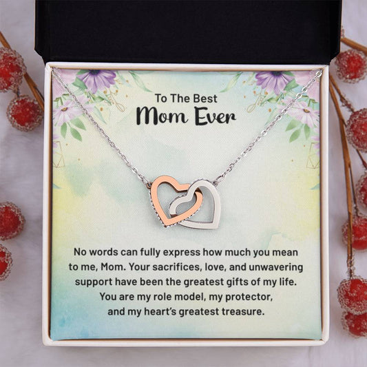To The Best Mom Ever - Interlocking Hearts Necklace