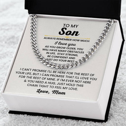 To My Son Necklace - Always remember how much I love you - Cuban Link Chain Gift for Son - Personalize Memories