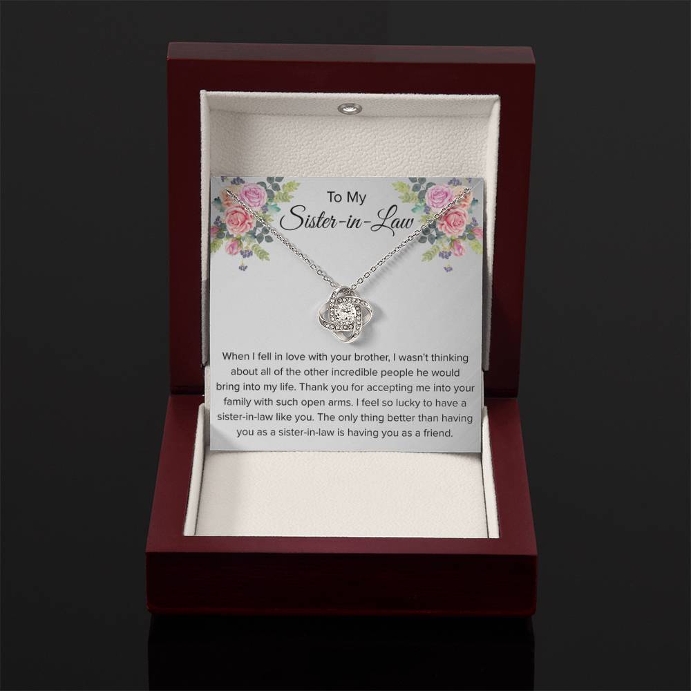 To My Sister In Law Necklace - Gift for Bonus Sister - Love Knot Necklace - Personalize Memories