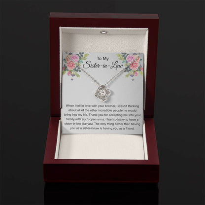 To My Sister In Law Necklace - Gift for Bonus Sister - Love Knot Necklace - Personalize Memories